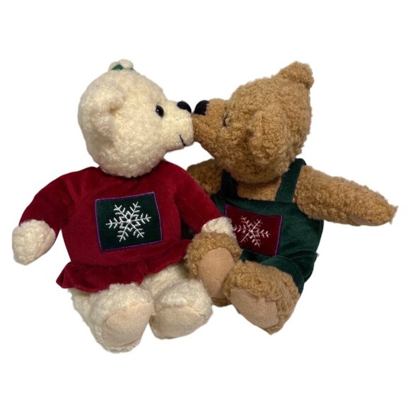Hallmark Christmas Plush Kiss Kiss Mistletoe Kissing Bears Magnetic Noses 9" - Picture 1 of 11